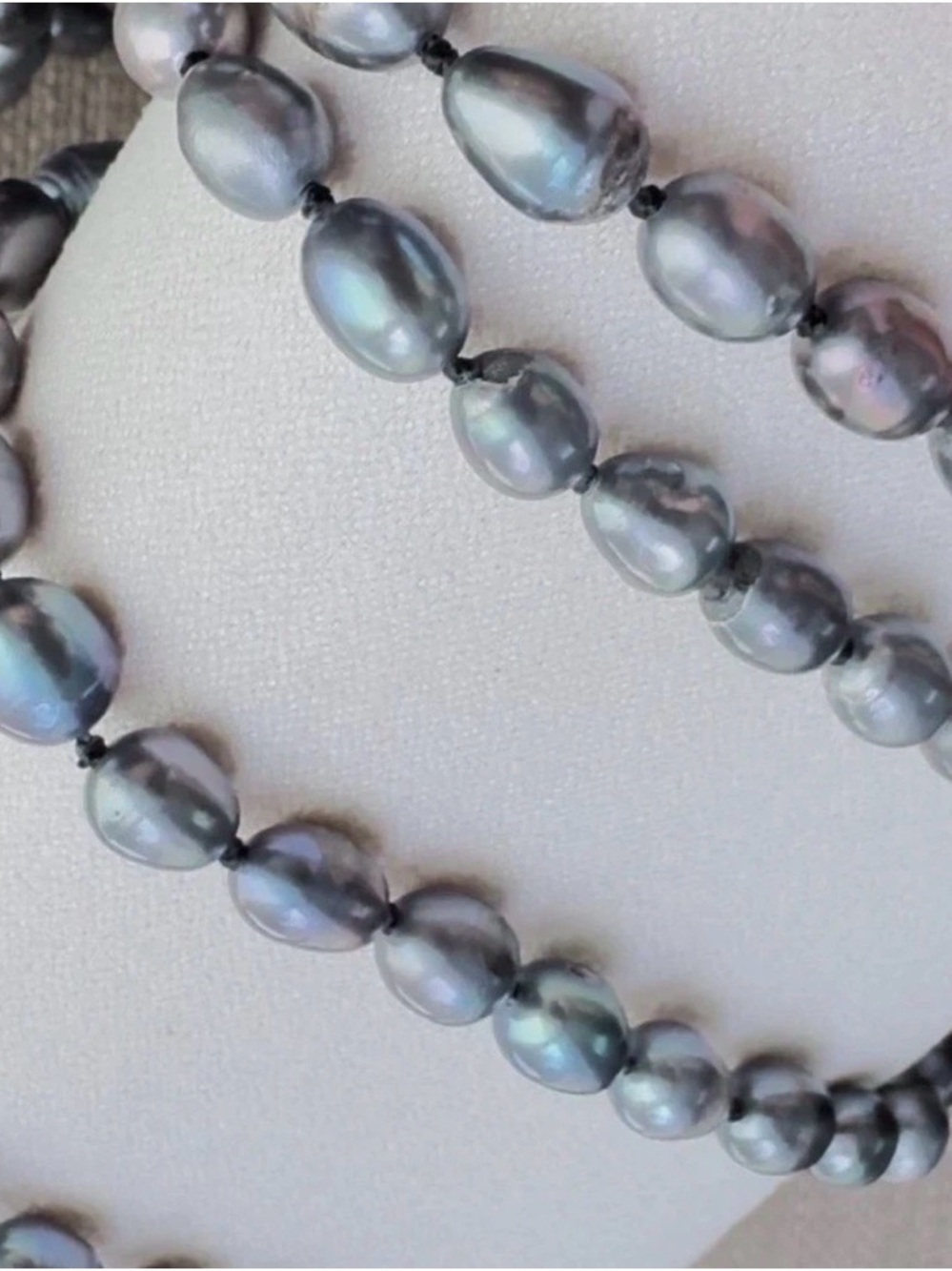 Vintage Black Peacock Freshwater Pearl Necklace – 64” Hand-Knotted Baroque Rope